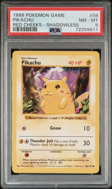 1999 POKEMON GAME #58 PIKACHU RED CHEEKS-SHADOWLESS